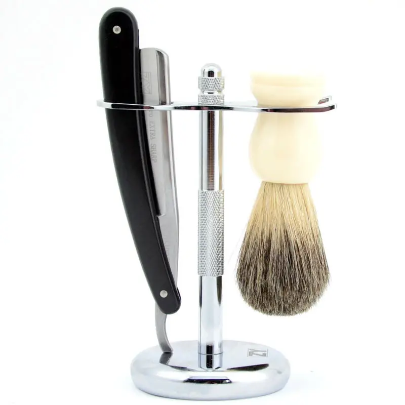 Buy ZY430+ Shave Ready Straight Razor Cut Throat Extra Sharp Pure Badger Brush