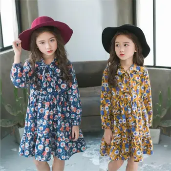 

Baby Girls Dress 2018 New Spring Autume Princess Floral Dresses Kids Clothes Leisure Fashion Kids Clothes For Girls 2T to 9T