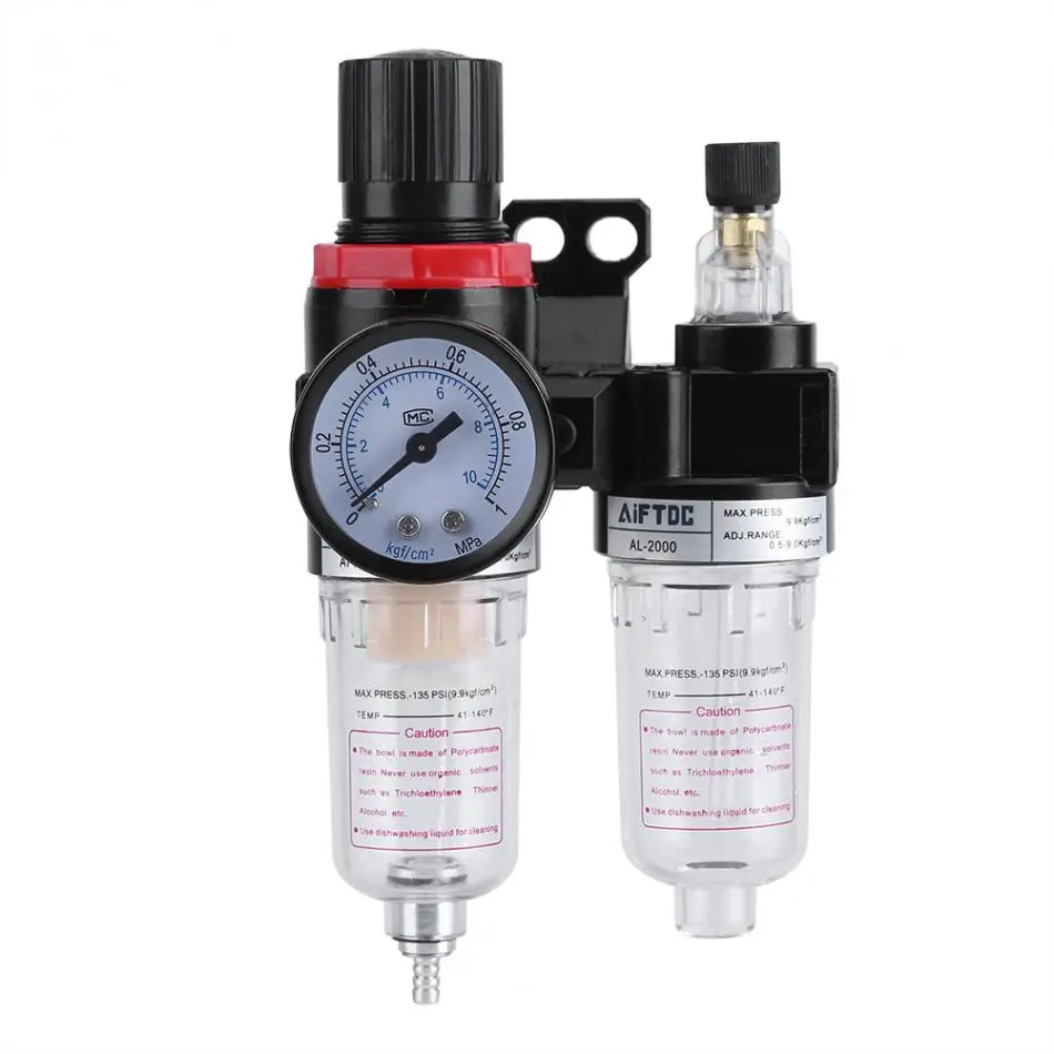 

1/4'' Air Filter Regulator Lubricator Water Pressure Compressor Moisture Trap Oil Separator Accessories 0.05-0.85 MPa