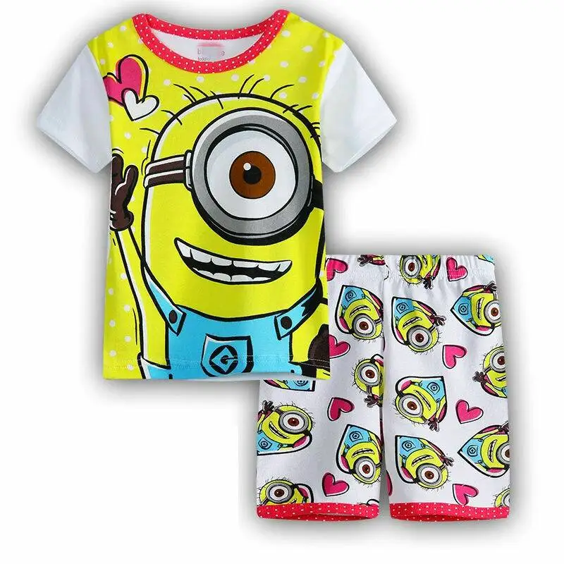 9 Minions Pajamas Suits Baby Boys Cartoon Sleepwear Girls Pyjamas Nightwear Toddler Kid Clothing Set Soft Cotton Children Clothing