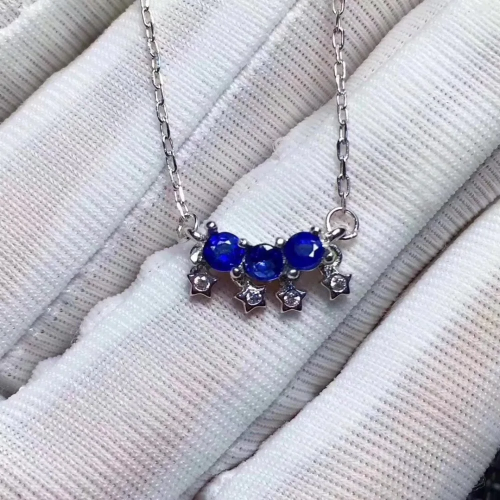 Отличающаяся хорошей устойчивостью натуральный 3 мм сапфир s925 стерлингового серебра Подвески ювелирные украшения для женщин вечерние натуральный синий драгоценный камень