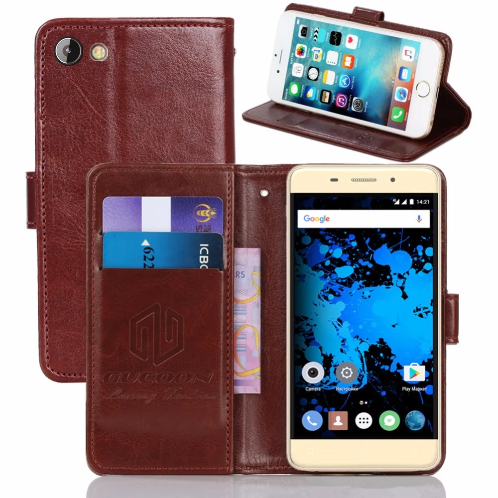 

GUCOON Vintage Wallet Case for Highscreen Power Rage Evo 5.0" PU Leather Retro Flip Cover Magnetic Fashion Cases Kickstand Strap