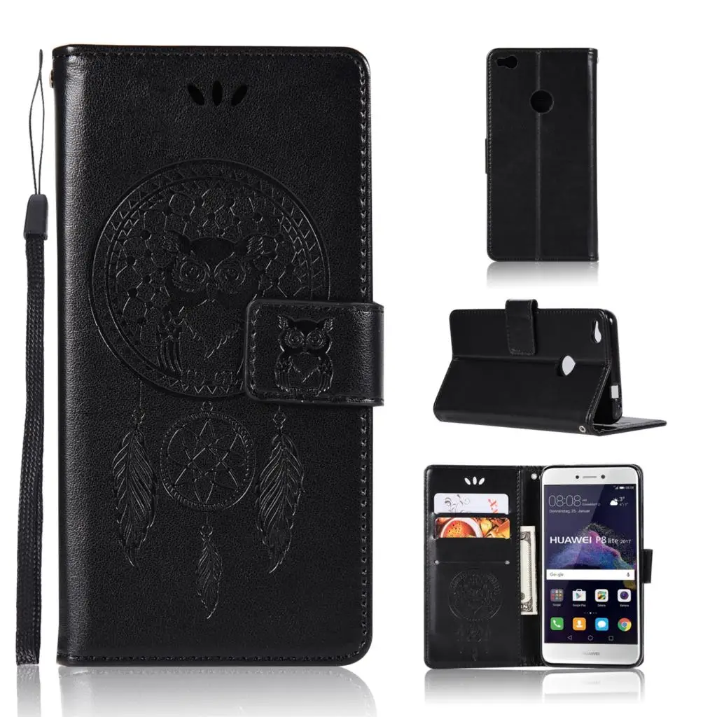 Owl embossed Wallet Case For Huawei P8 Lite 2017 Leather Flip Cover for P9 P9Lite Mobile Phone Shell | Мобильные телефоны и