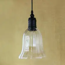 Lámpara colgante de cristal transparente colgante con forma de cuerno con bombilla de luz de Edison - luces de cocina y luces de armario