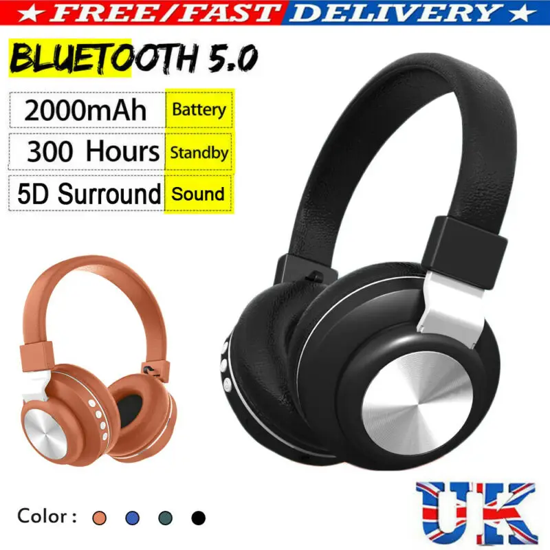 2019 Newest Fashion Wireless Headphones Stereo Bluetooth Headset Noise Cancelling Over Ear With Mic Hot Sale
