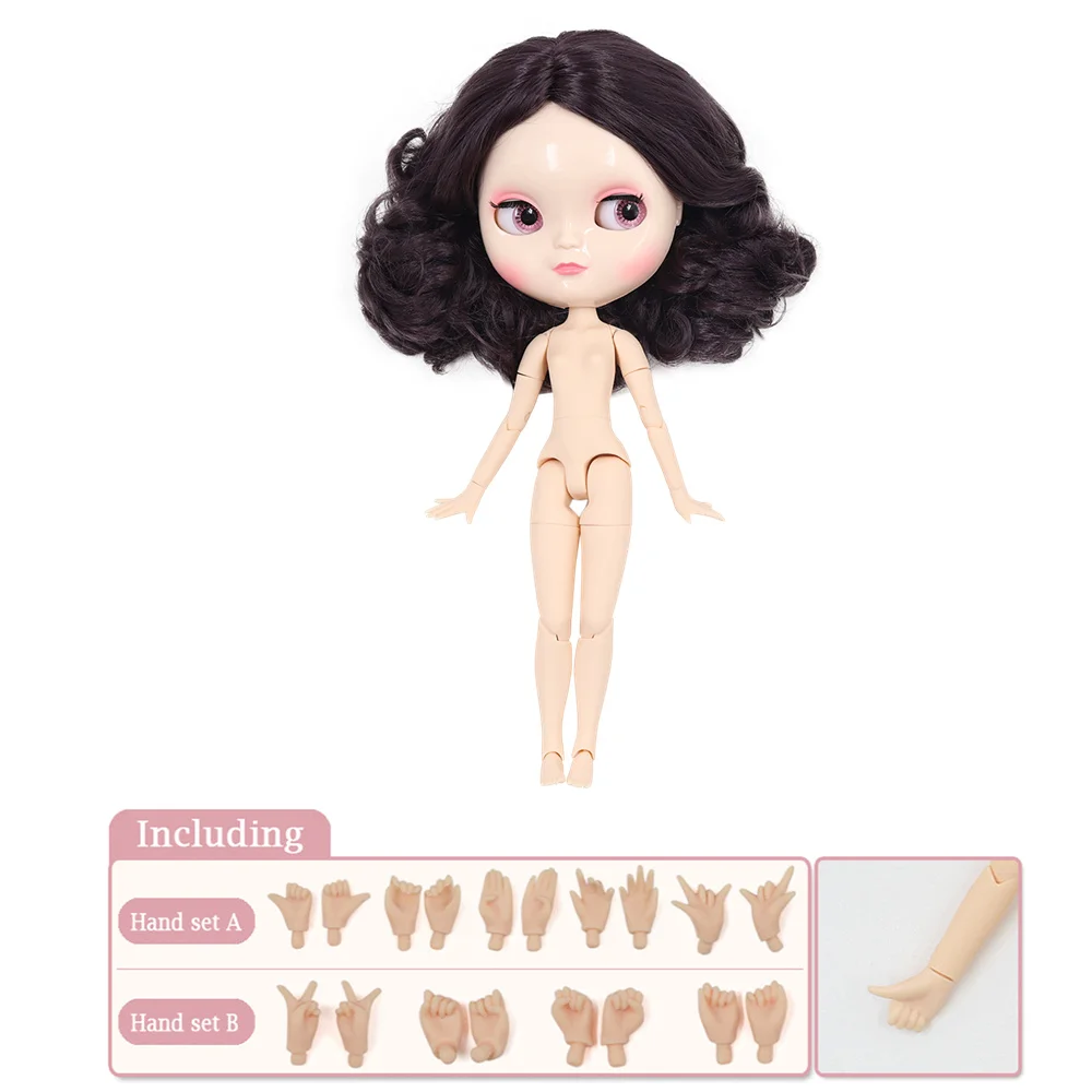 

ICY DBS Doll 1/6 Elegant purple short curly hair white skin A-cup joint body including hand set AB like the blyth doll 30cm toys
