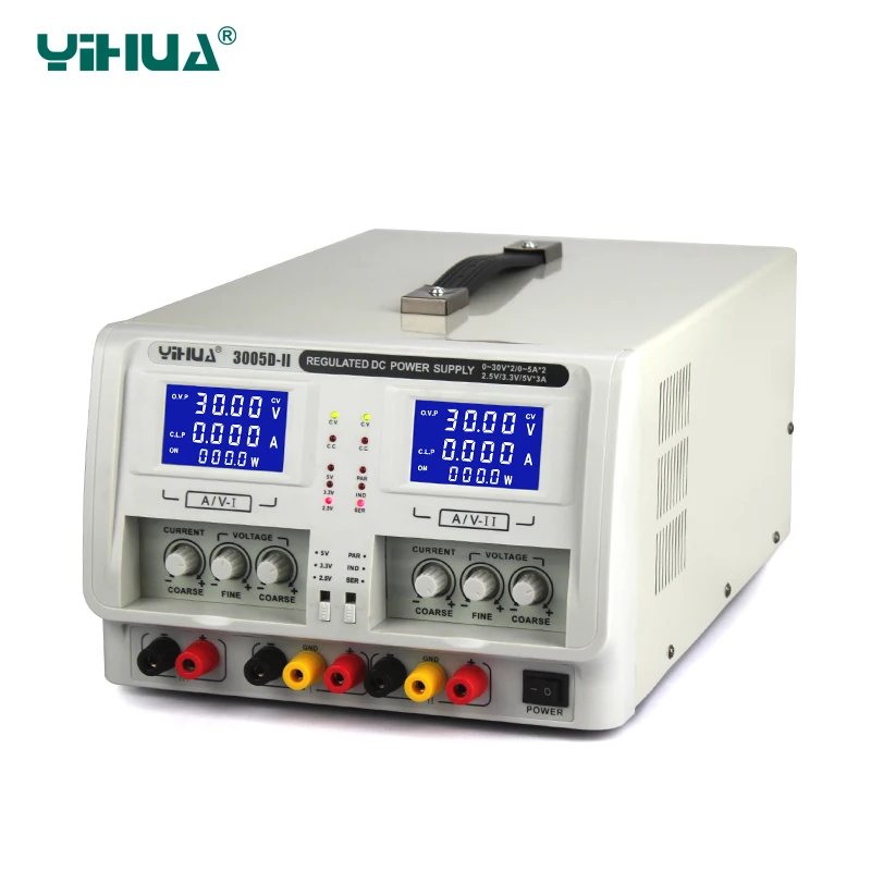 

YIHUA 3005D-II Dual Channel Output Regulated DC Power Supply Variable 0-30V 0-5A Adjustable Voltage Supply
