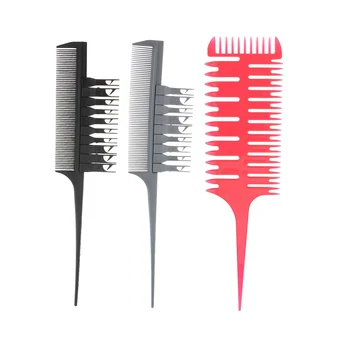 

3pcs Highlight Comb Sectioning Weaving Highlighting Dyeing Balayage Hair Comb Tool Set Interchangable Pick Up Hook 3-Way Combs