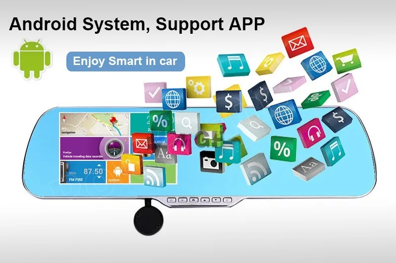 Для android 5 дюймов сенсорный ЖК-экран wifi gps навигация петля камера видео рекордер зеркало заднего вида Автомобильная камера DVR gps модуль