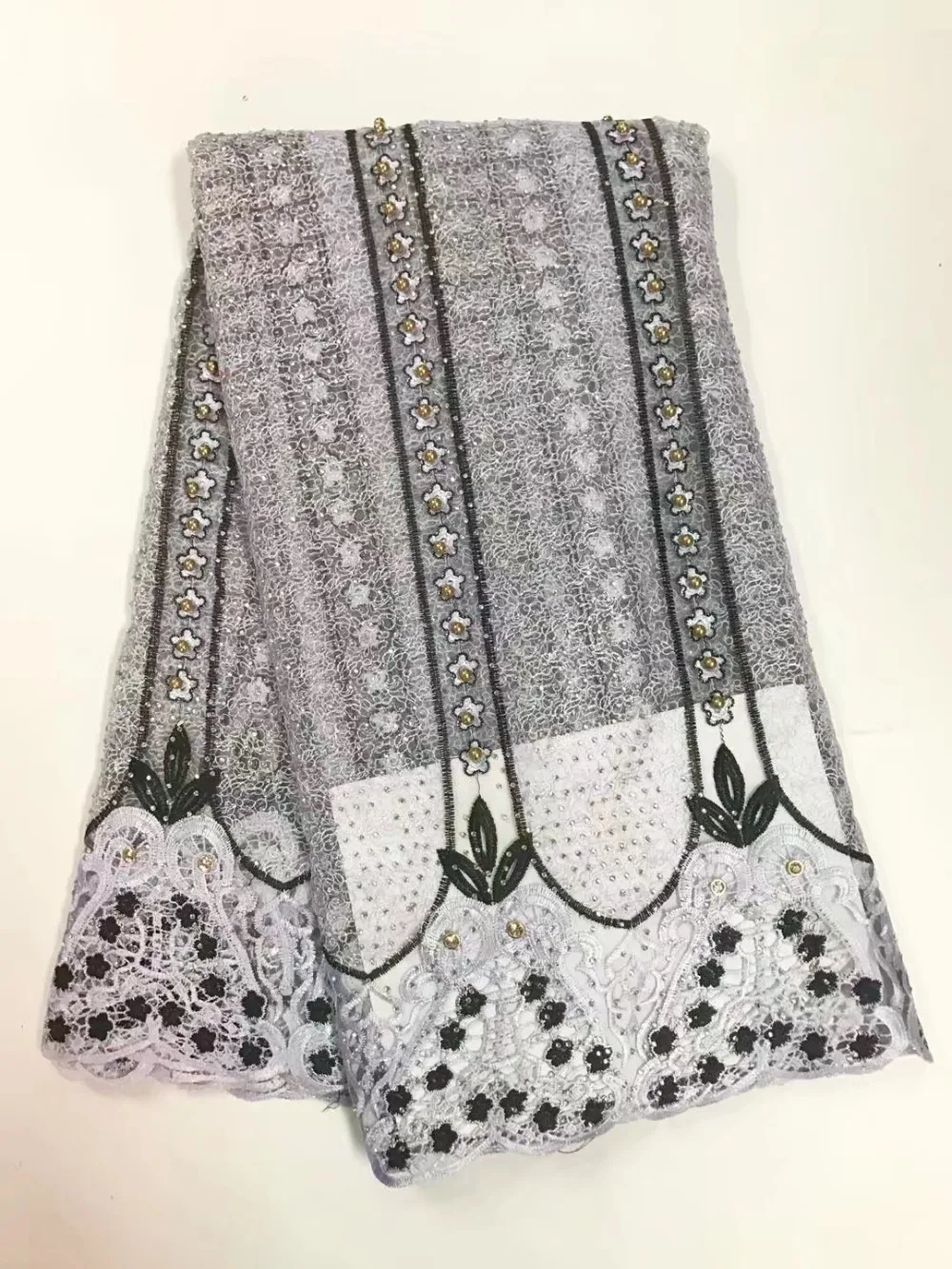 2017 Latest African Tulle Lace Fabric High Quality With BEADED lace material For Nigerian Women | Дом и сад