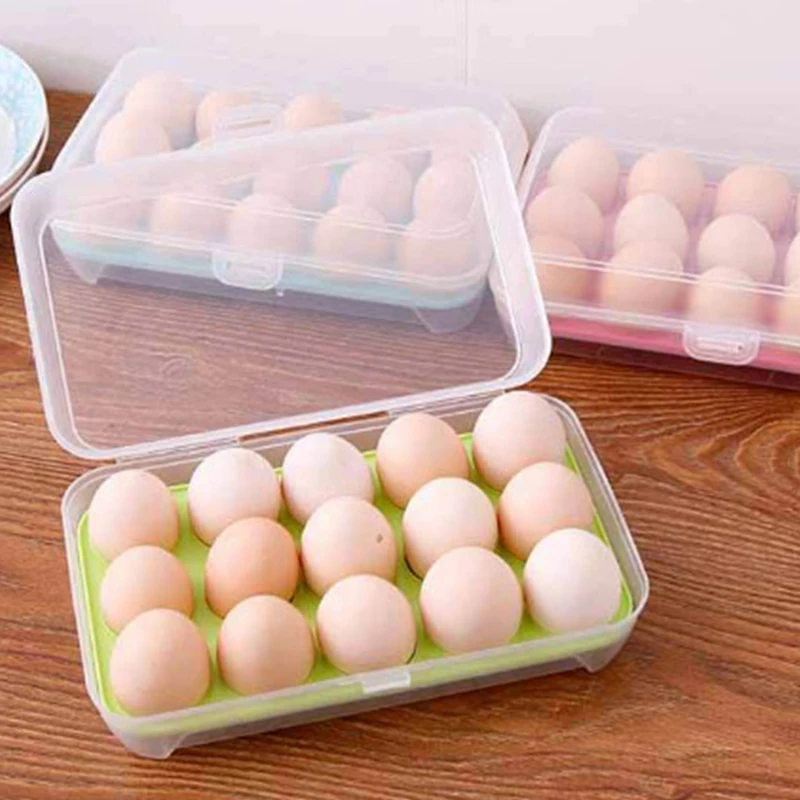 

15 Grid Single Layer Egg Refrigerator Storage Box Food Preservation Plastic Airtight Storage Container Box Kitchen Storage Tool