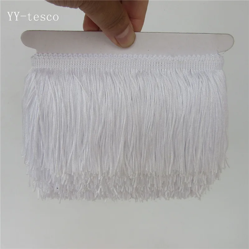 YY-tesco 1 ярдов 10 см широкая кружевная бахрома отделка кисточка бахрома отделка для DIY латинское платье сценическая одежда аксессуары кружевная лента - Цвет: white