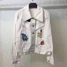 Белая куртка женская весенняя куртка с вышивкой Женская Повседневная элегантная женская модная куртка