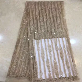 

Elegant Plain Color Embroidered Tulle Lace Fabric White Gold Sequin French Net Lace Fabric 2019 Latest African Sequins For Dress