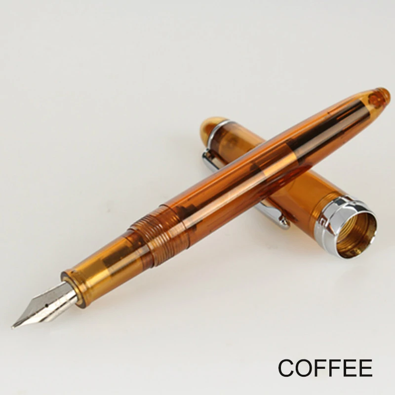 Jinhao 992 авторучка Роскошная чернильная ручка Pluma Fuente Stylo Plume прозрачная авторучка Tinta канцелярские принадлежности подарок для письма - Цвет: 992 kafe