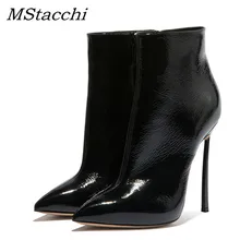 Mcacchi/пикантные ботинки; ботинки на высоком каблуке; коллекция года; сезон весна-осень; женские ботильоны 12 см; женские ботинки ручной работы высокого качества