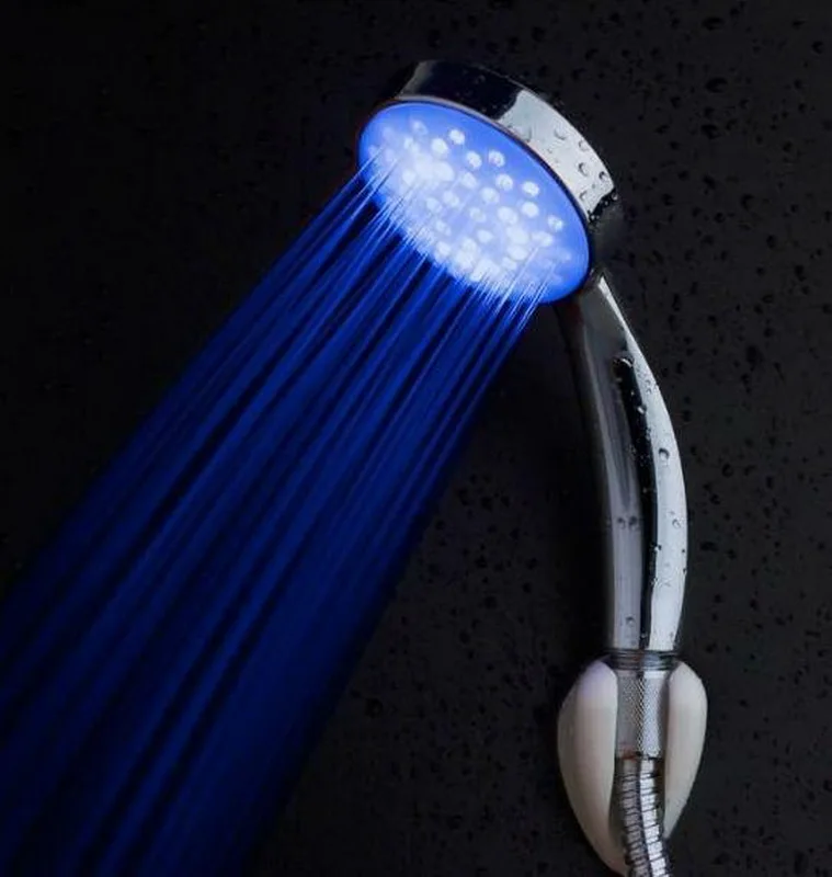 Светодиодный Насадки для душа RGB света Контроль температуры 3 цвета изменить смеситель для ванны без Батарея