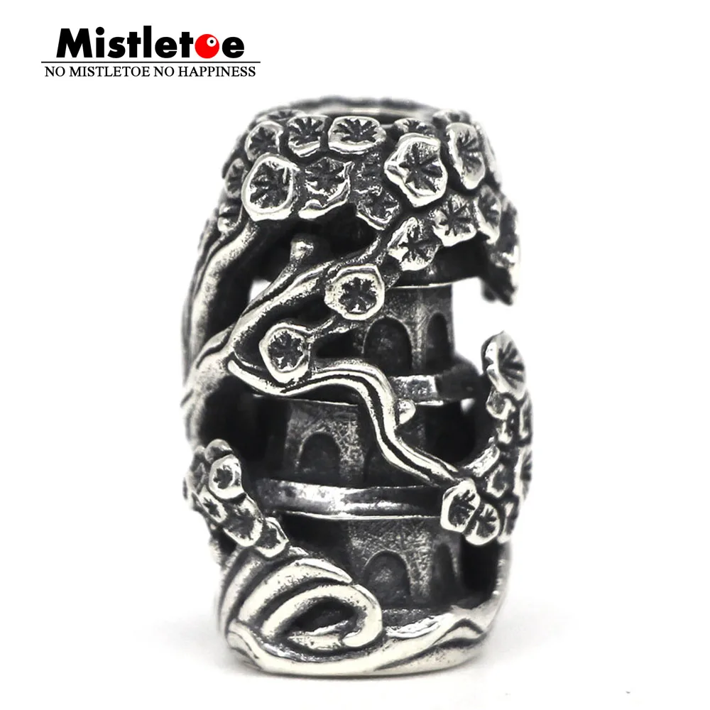 

Mistletoe 925 Sterling Silver Earth Element Spring tower Pendant Charm Bead European Jewelry