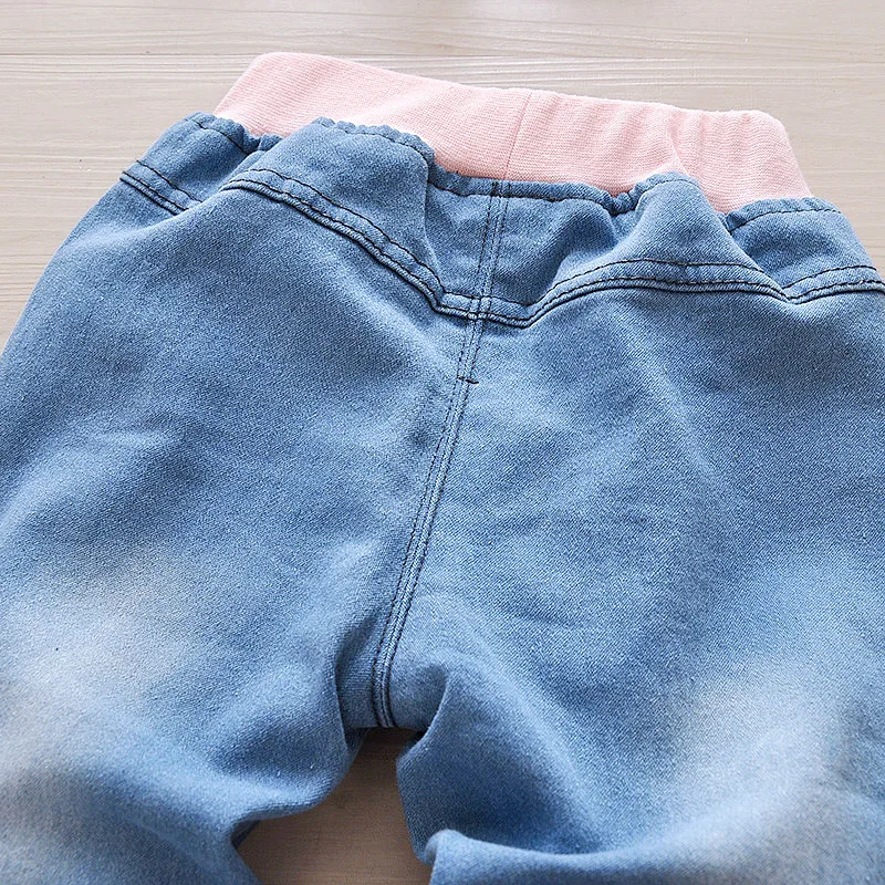 Anlencool/детская одежда новые осенние джинсы Детский комплект из 3 предметов, одежда для девочек костюмы для отдыха комплект одежды для маленьких девочек 0-2 лет