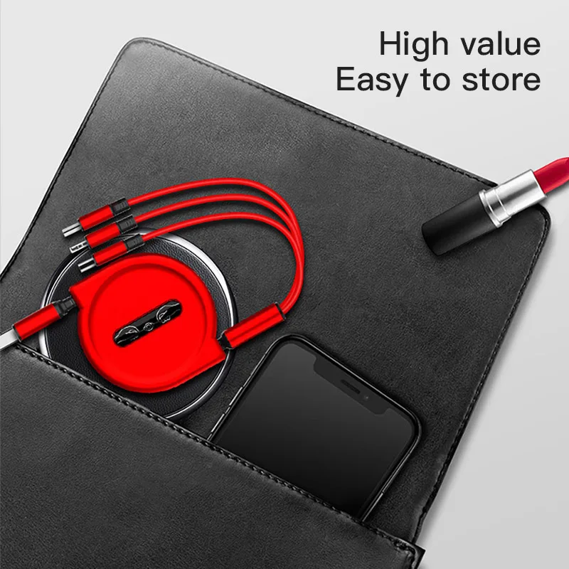 ACCEZZ 1,2 м 3 в 1 Выдвижной USB кабель для быстрой зарядки для iPhone X type C Micro USB для samsung S9 Xiaomi Mi5 портативные кабели