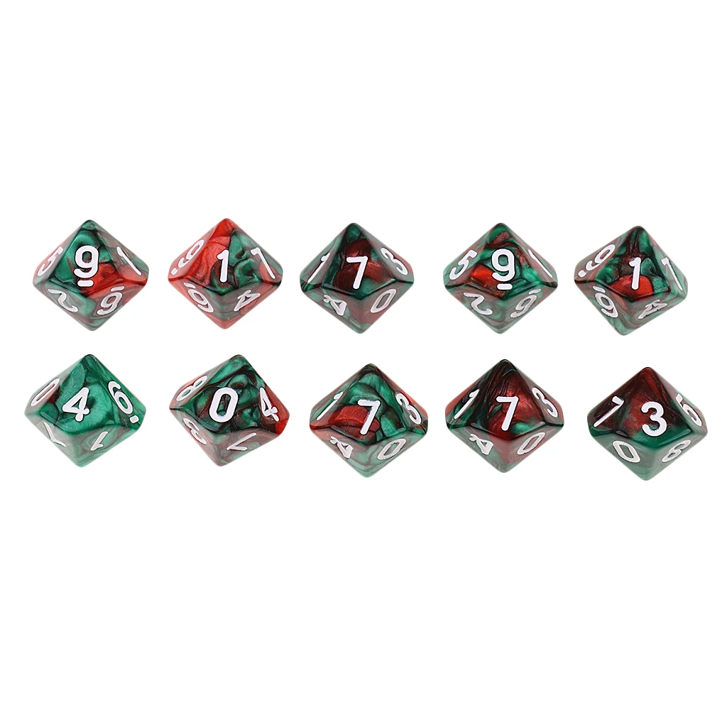 10pcs 10 Sided D10 Polyhedral Dice Double Color for DND RPG MTG Dungeons and Dragons Table Board Game Accessories