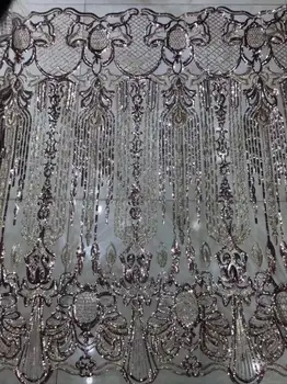 

2019 latest S195606 sequins French tulle lace fabric Newest african lace fabric for sexy dress