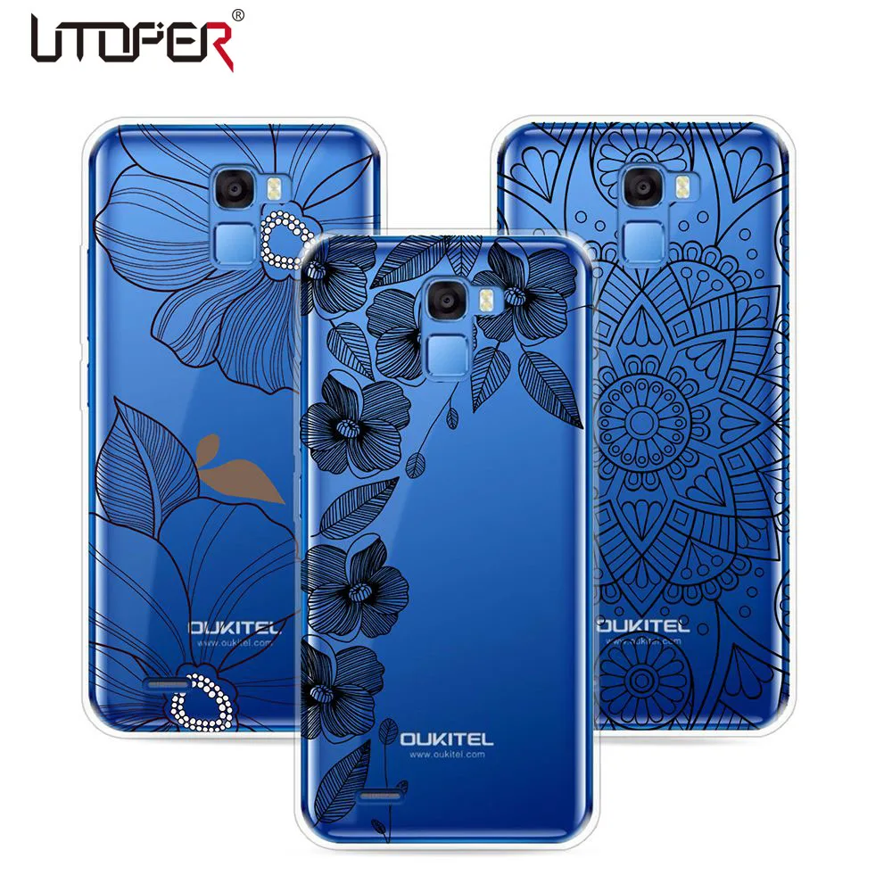 UTOPER чехол для Oukitel K5000 силиконовый Мягкий ТПУ Черный цветок принципиально Coque |