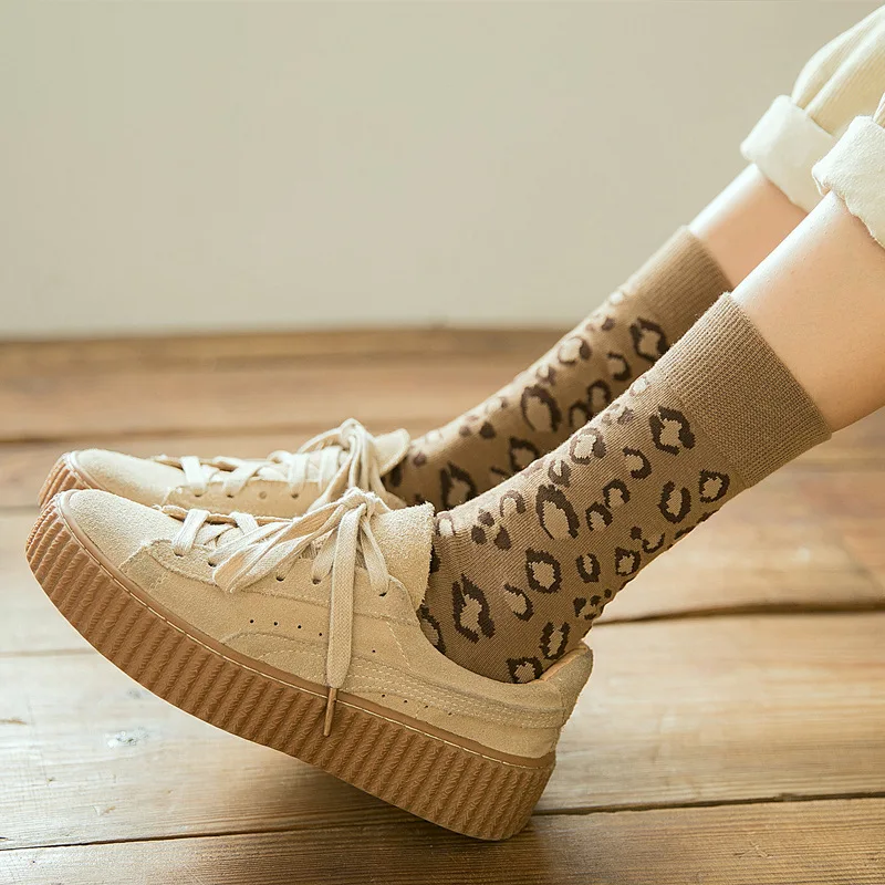 10Pcs=5Pairs/Lot Leopard Print Socks Women Autumn Winter Korean Warm Pure Cotton Socks Set Streetwear Mid-Tube Socks Chaussettes 10Pcs=5Pairs/Lot Leopard Print Socks Women Autumn Winter Korean Warm Pure Cotton Socks Set Streetwear Mid-Tube Socks Chaussettes