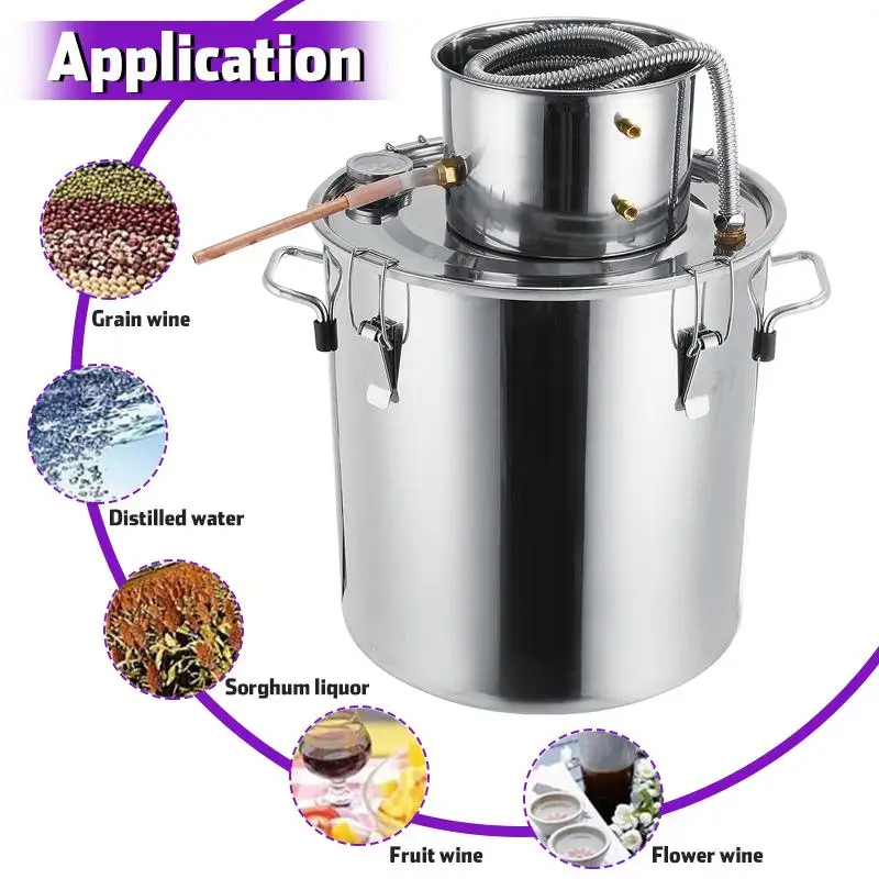 3/5/8GAL Distiller Moonshine Alcohol Distiller Stainless Steel DIY Home Water Wine Essential Oil Brewing Kit