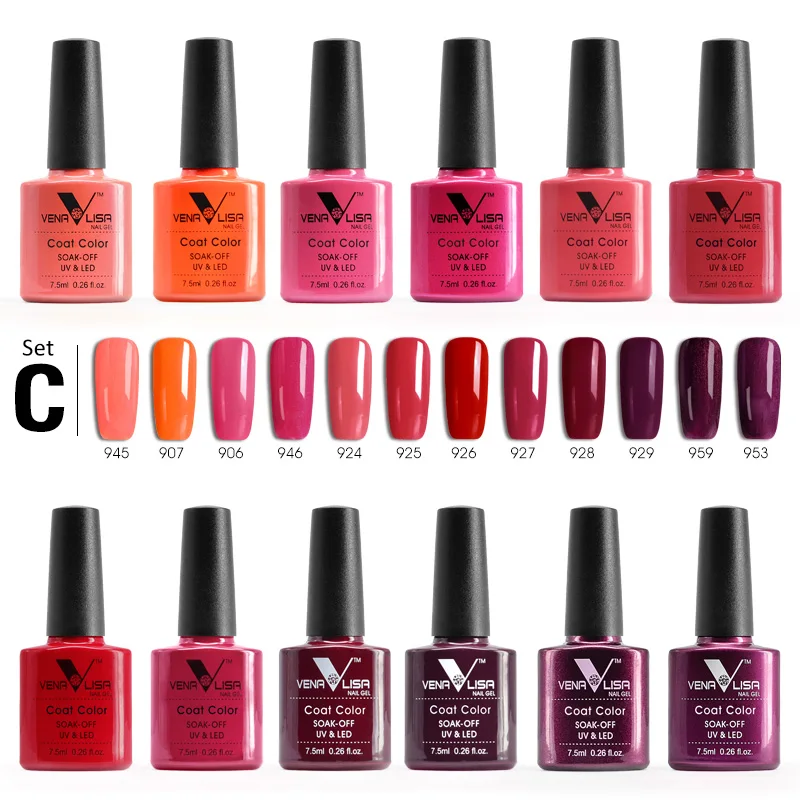 

12pcs*7.5ml per Set Nail Gel VENALISA Fast Shipment 60 Colors Nail Gel Nail Soak Off UV LED Nail Lacquer Gel Varnish