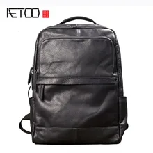 AETOO Men fashion trend backpack shoulder bag male leather Korean travel bag black leather personality casual male bag AETOO Men fashion trend backpack shoulder bag male leather Korean travel bag black leather personality casual male bag