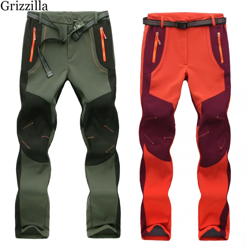 

Grizzilla 2017 Winter Hiking Pants Mens Womens Waterproof Soft Shell Trekking Thermal Fleece Snowboarding Plus size Trousers