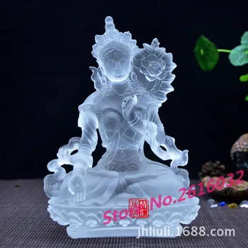 

The ancient glass Buddha glazed White Tara Buddha Tantric Buddha glazed glass