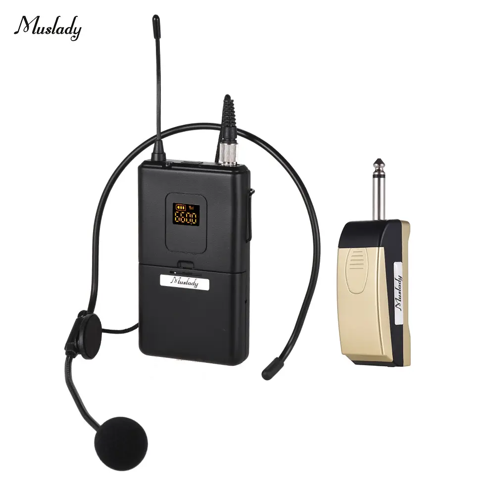 

Muslady UHF Wireless Microphone Mic System with Receiver Transmitter Clip-on Lapel Lavalier Microphone for Business Meeting