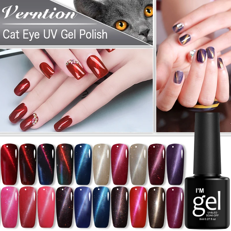 

Verntion Soak Off Chameleon Cat Eye Magnetic Gel Magnet Stick Glitter Off UV Nail Gel Polish Lacquer Lucky Gel Lacquer Nail Art