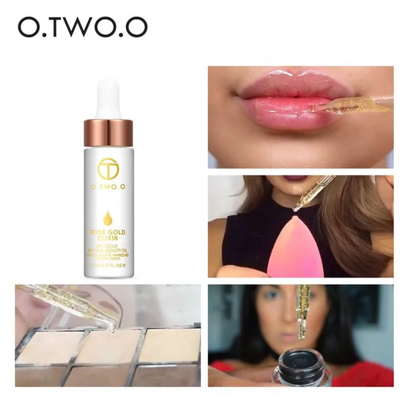 O. TWO. O 24k розовое золото, эликсир, масло для макияжа кожи, эфирное масло для лица, перед праймером, косметика/основа Увлажняющая, масло для лица, омолаживающее