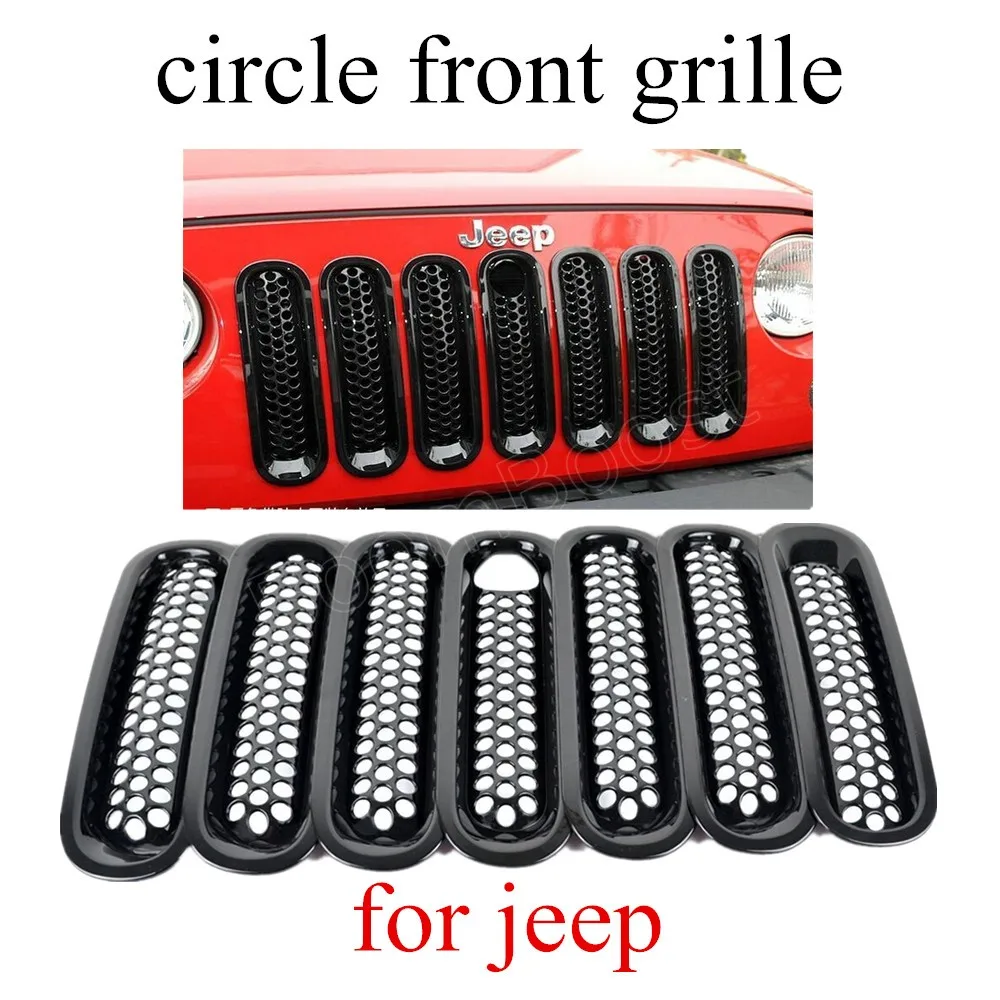 7 pieces/lot For Jeep Wrangler JK 07 15 Front Black ABS Trim Grille