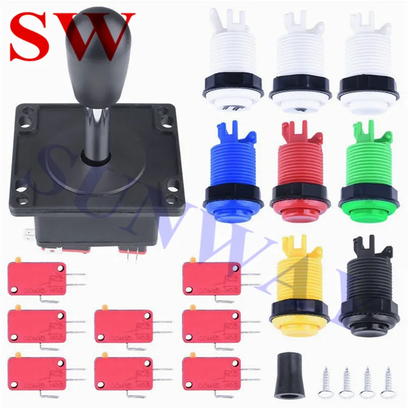 

Free Shipping Arcade DIY Parts Happ Style Joystick + 1 Player Start Buttons + 6x Happ type Standard Push Button For Arcade Mame