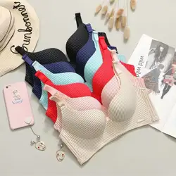 Новый провод бесплатная сексуальные Push-Up Bra Цельный Бесшовные нижнее белье в полоску удобные чашки широкие ремни белье Для женщин