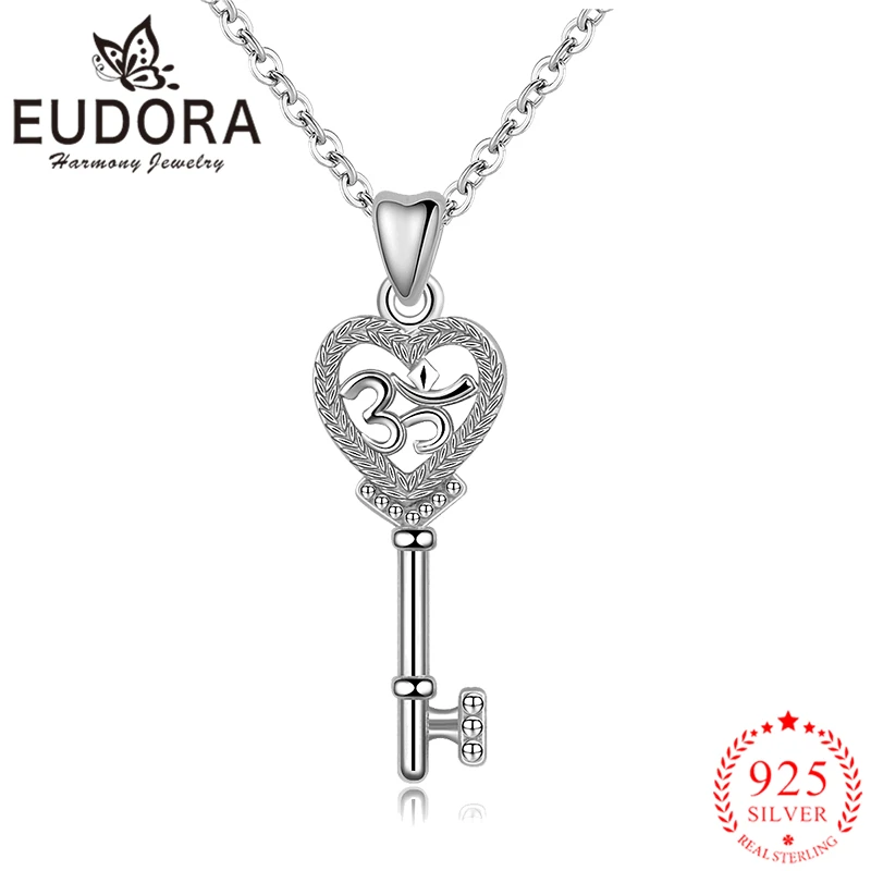 

Eudora Genuine 925 Sterling Silver Key Pendant Necklaces Fashion Jewelry for Women Girls Trendy Party Accessories Hot Sell