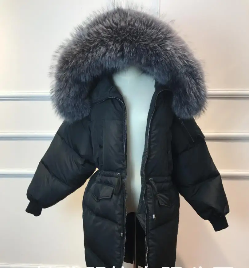 Зима, модный бренд, хорошее качество, пуховики, женские, утолщенные, белый утиный пух, куртки, верхняя одежда, Теплые Топы gx1428 - Цвет: gray black fur