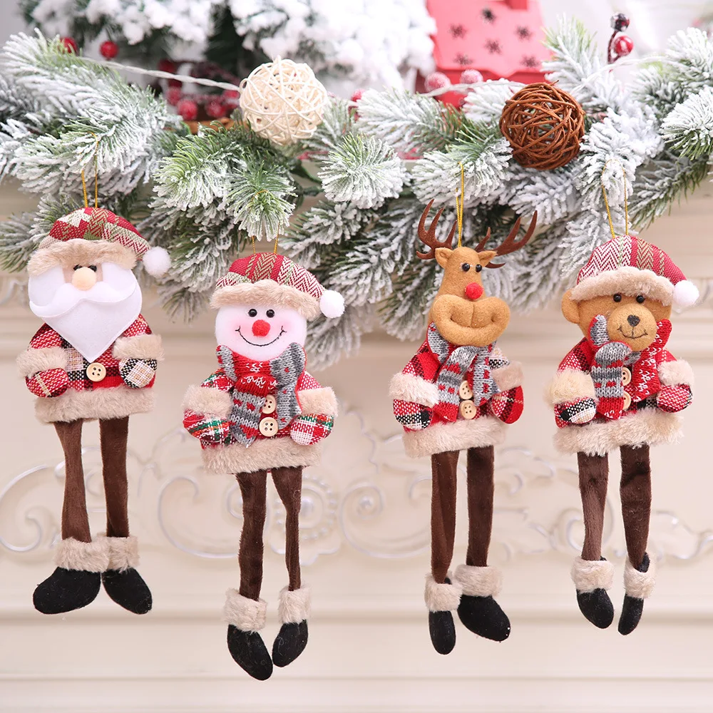 

7*23cm Christmas Tree Hanging Drop Ornaments New Year Gift Santa Claus Snowman ELK Pendants New Christmas Decorations For Home