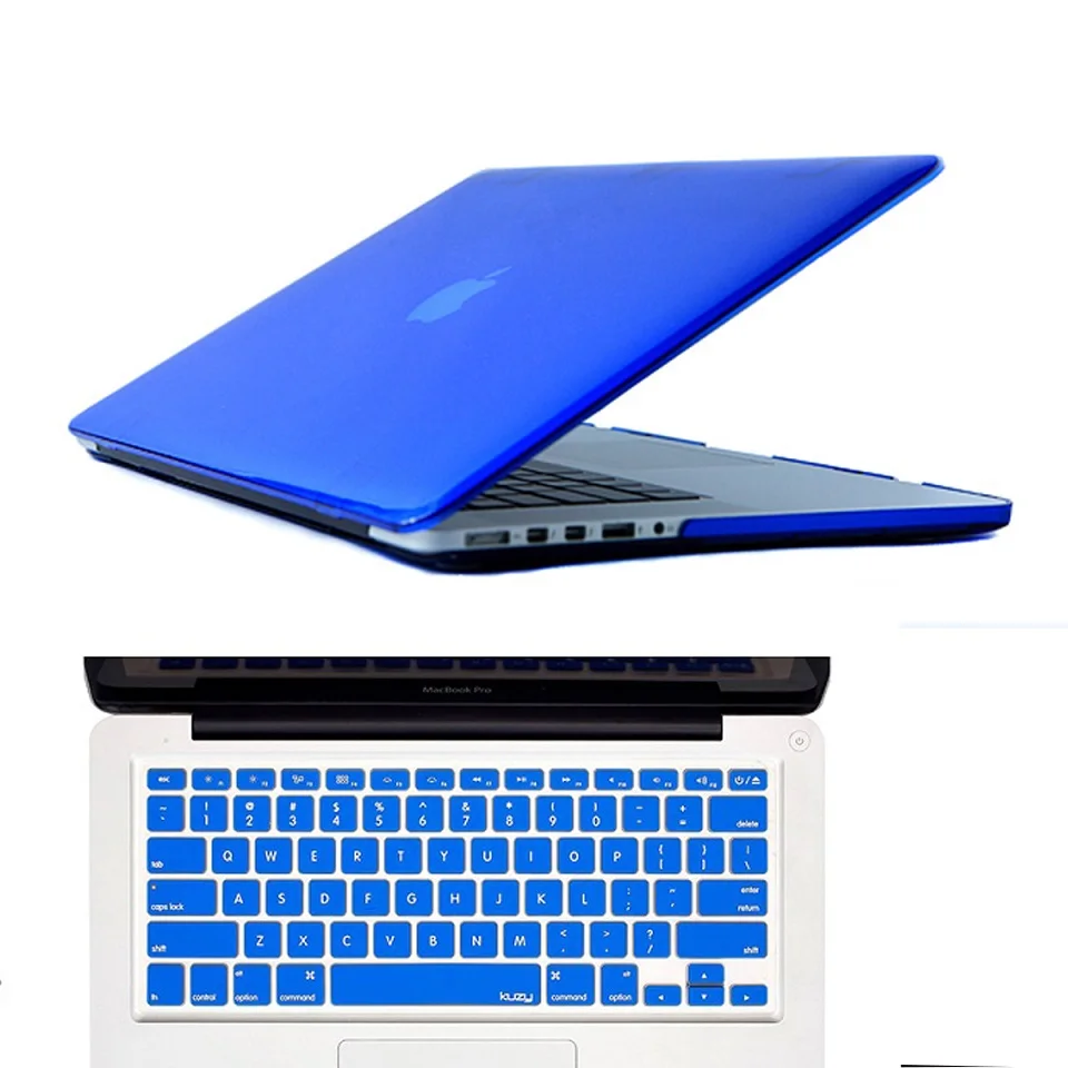 Прозрачный чехол для Macbook Air Pro retina 11 12 13 15 с силиконовой клавиатурой, чехол для ноутбука, чехол для Mac Book 11 12 13 - Цвет: Синий