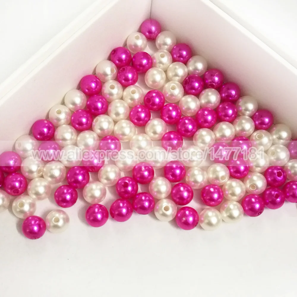 8mm Full Round Pearls with Hole Z24 IVORY Z30 SHOCKING PINK