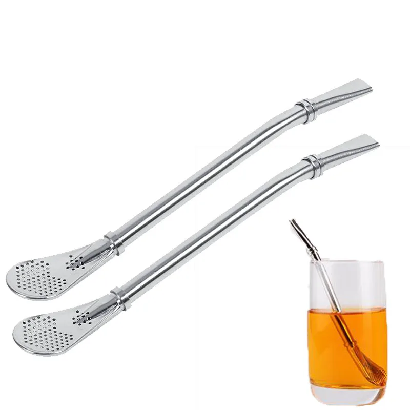 

Reusable Stainless Steel Drinking Straws Yerba Mates Tea Strainer Drinking Straws Filtered Spoon Straw Drinking Accessories