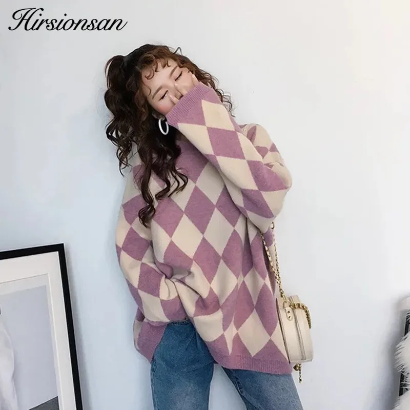 Hirsionsan Pull Femme зимняя Осенняя Вязаная кашемировая кофта женские повседневные