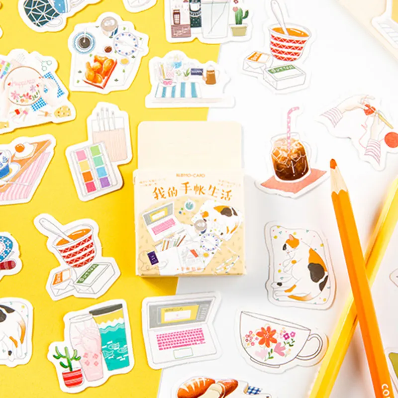 

45Pcs/box My account life Decoration Sticker DIY Scrapbook Notebook Album Sticker Stationery Kawaii Girl Stickers