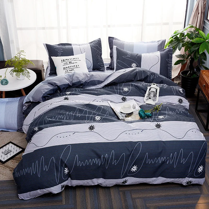 

flower stripe bedding set streak duvet cover set pillowcase bed sheet 3/ 4pc bed linen geometric home textile kids bedding