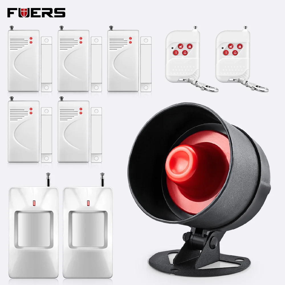 

Fuers 120dB Wireless Anti-theft Siren PIR Motion Sensor Detector Remote Control Home Security Surveillance Monitor Alarm System