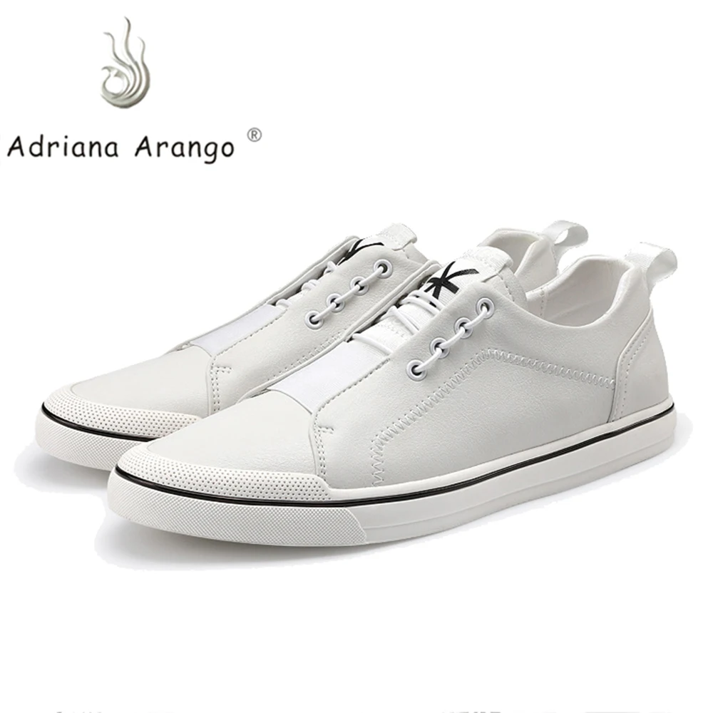 

Adriana 2019 New Feminino Non Lace-up White Shoes Men Pu Leather Solid Color Male Casual Men Sneakers Zapatos